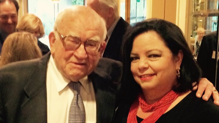 Ed Asner and Cynthia Willis-Esqueda at the Death Penalty Focus awards dinner